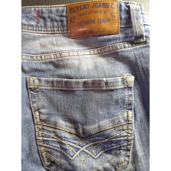 Seven 7 Straight Fit Medium Wash Denim Jeans Mens 30 x 30 Embroidered Stretch - Picture 6 of 6